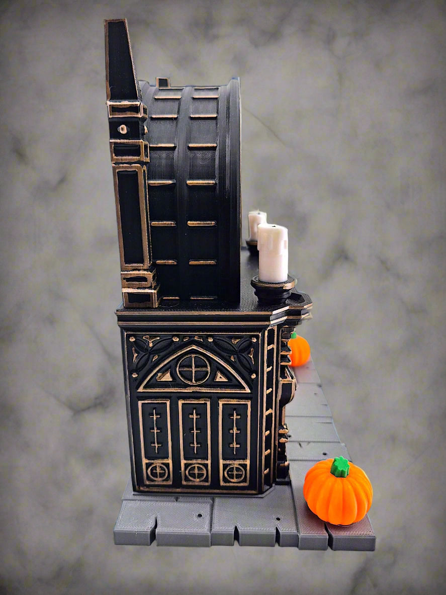 Decorative Gothic style Fireplace with pumpkins